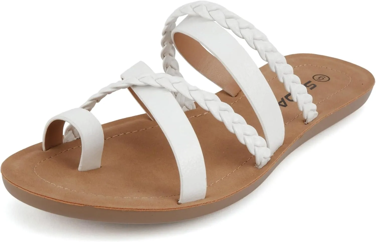 Soda ISABEL ~Women Fashion Comfortable Slip On Flat Cross bands Toe Ring Fashion Sandals