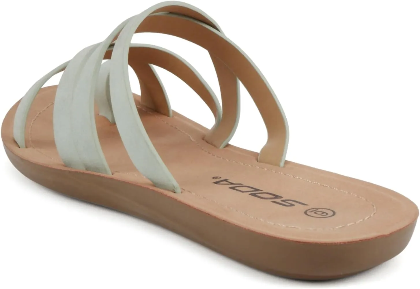 Soda ISABEL ~Women Fashion Comfortable Slip On Flat Cross bands Toe Ring Fashion Sandals