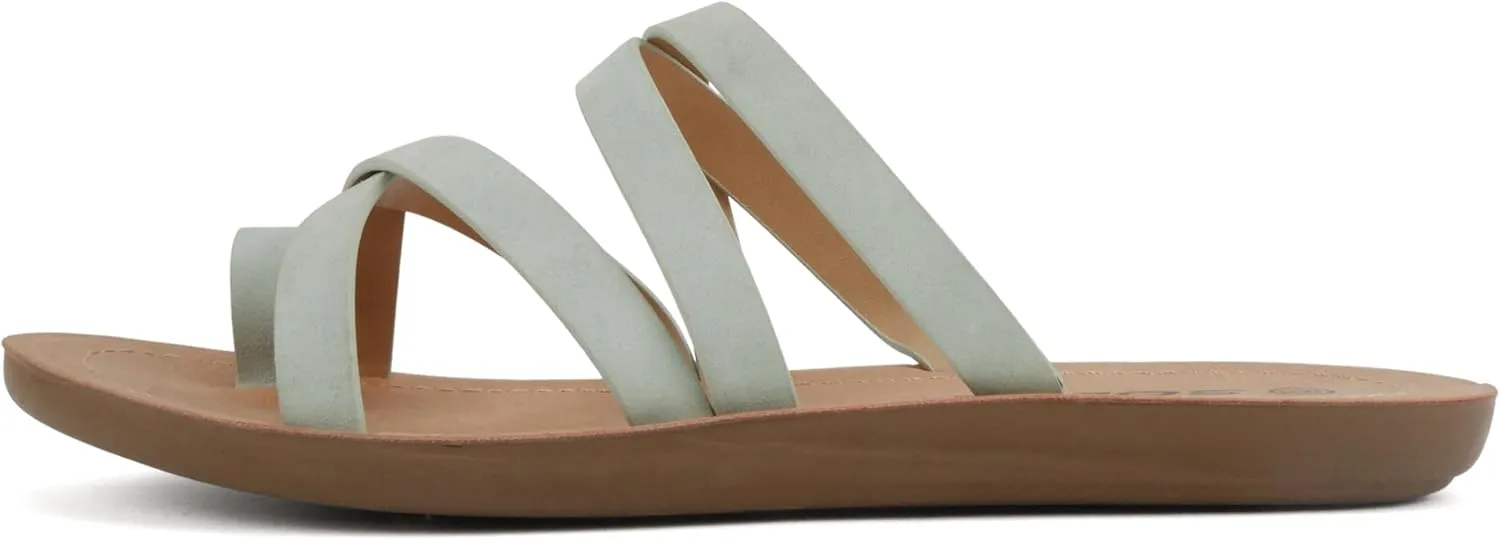 Soda ISABEL ~Women Fashion Comfortable Slip On Flat Cross bands Toe Ring Fashion Sandals