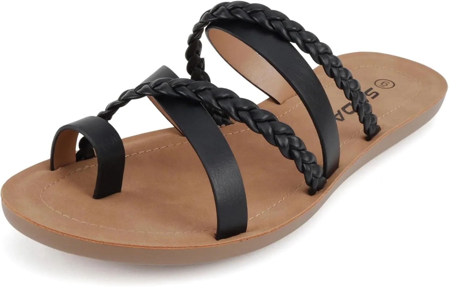 Soda ISABEL ~Women Fashion Comfortable Slip On Flat Cross bands Toe Ring Fashion Sandals