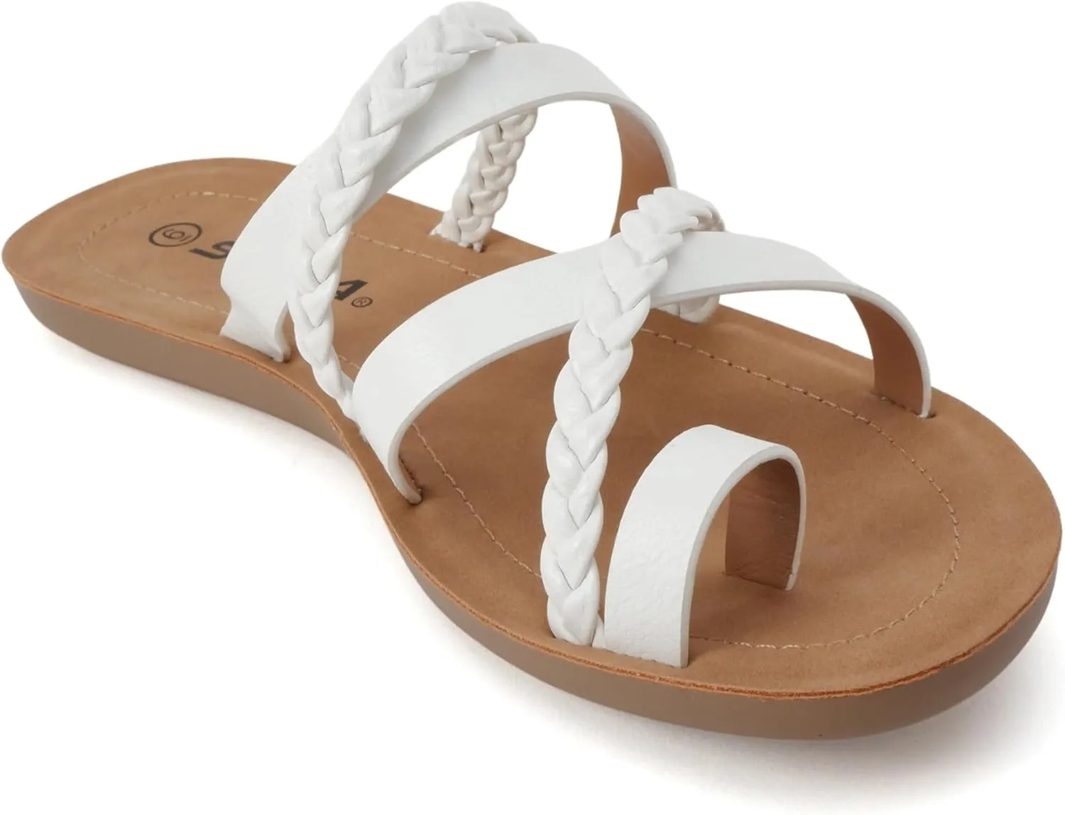 Soda ISABEL ~Women Fashion Comfortable Slip On Flat Cross bands Toe Ring Fashion Sandals