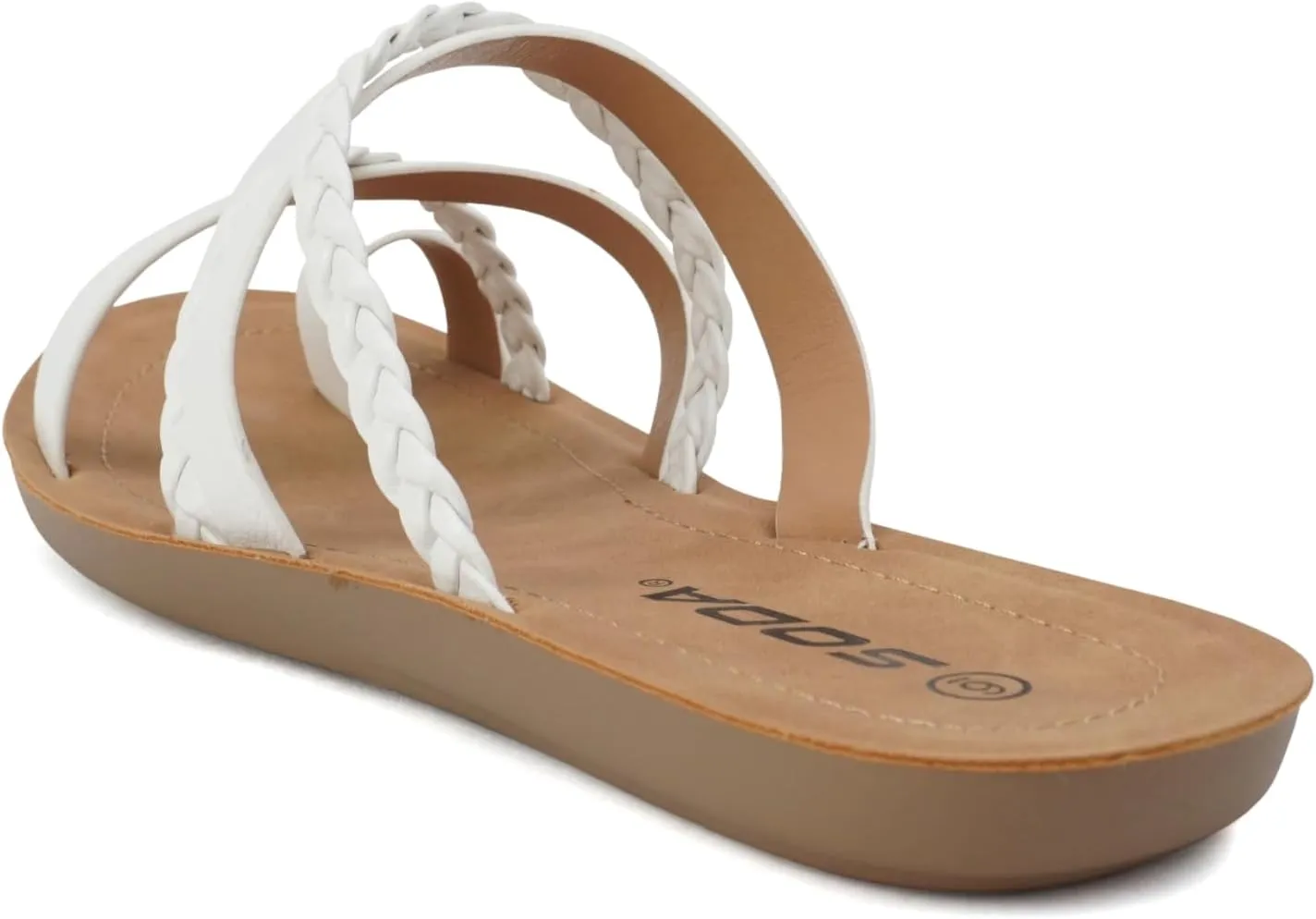Soda ISABEL ~Women Fashion Comfortable Slip On Flat Cross bands Toe Ring Fashion Sandals