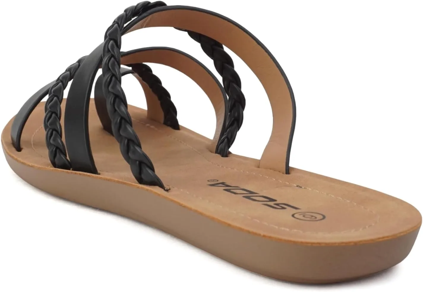 Soda ISABEL ~Women Fashion Comfortable Slip On Flat Cross bands Toe Ring Fashion Sandals
