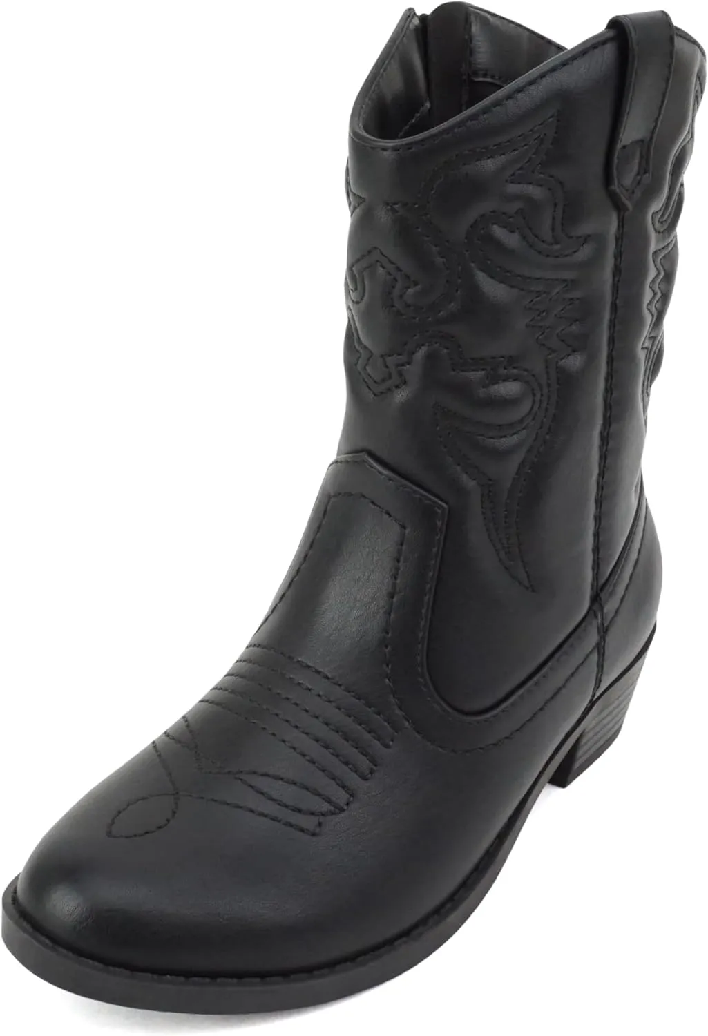 Soda RENO-2 Kids/Girls/Children Western Cowboy Stitched Pointe Toe Low Heel Ankle Mid Shaft Fashion Boots