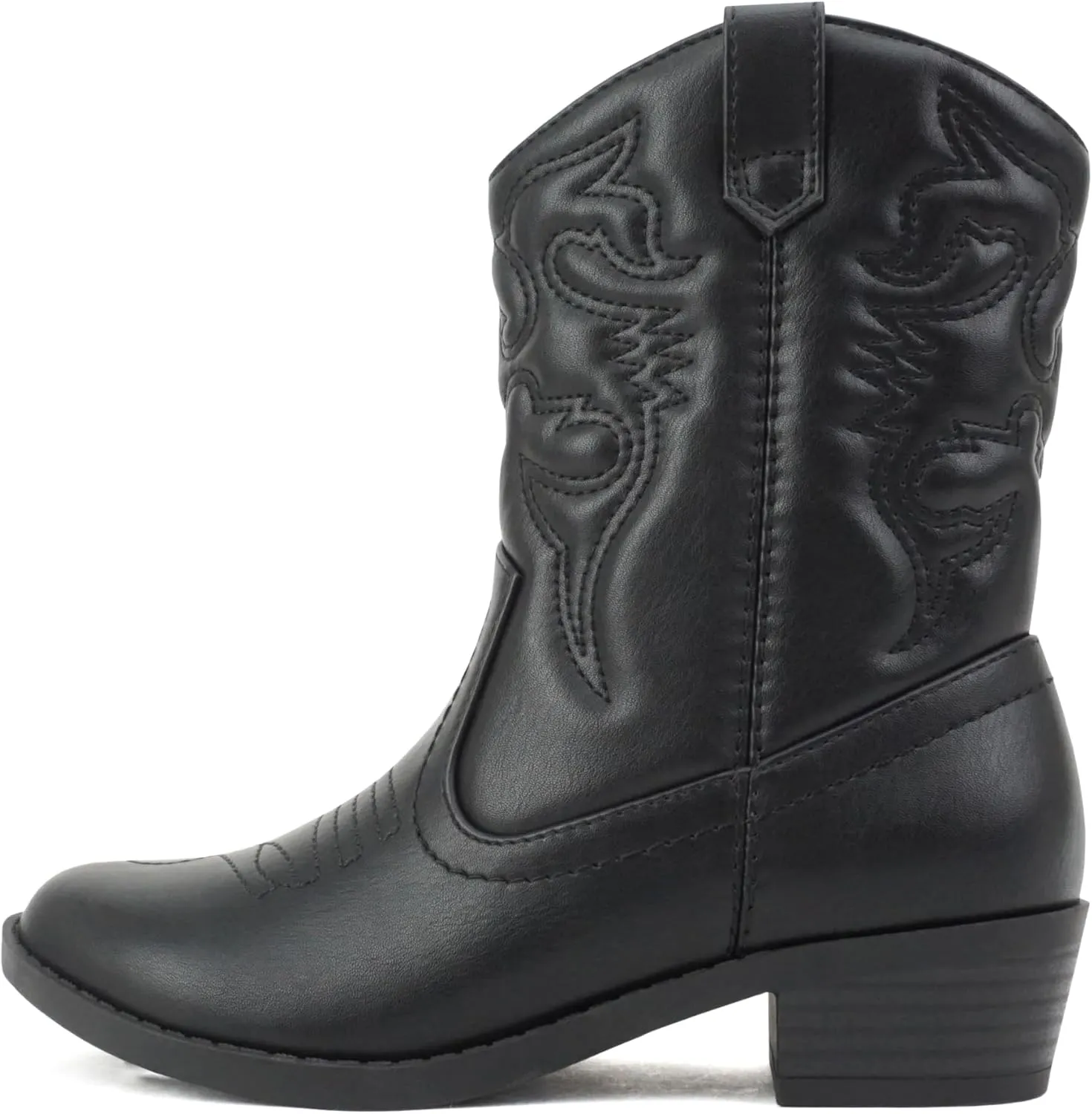 Soda RENO-2 Kids/Girls/Children Western Cowboy Stitched Pointe Toe Low Heel Ankle Mid Shaft Fashion Boots