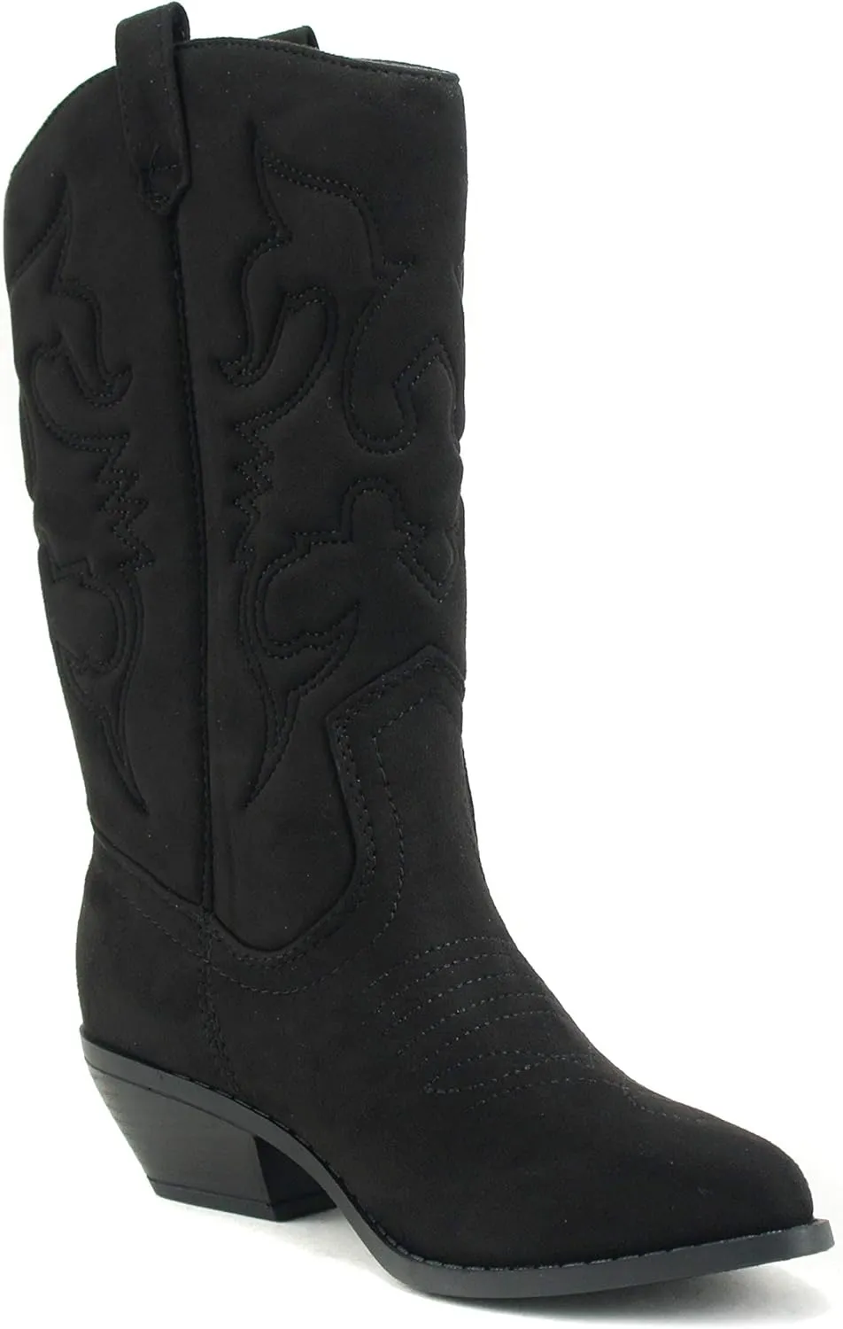 Soda RENO ~ Women Western Cowboy Stitched Pointe Toe Low Heel Ankle Mid Shaft Fashion Boots