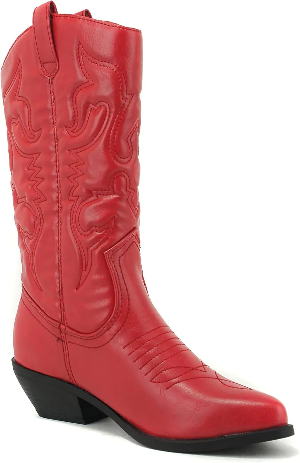 Soda RENO ~ Women Western Cowboy Stitched Pointe Toe Low Heel Ankle Mid Shaft Fashion Boots