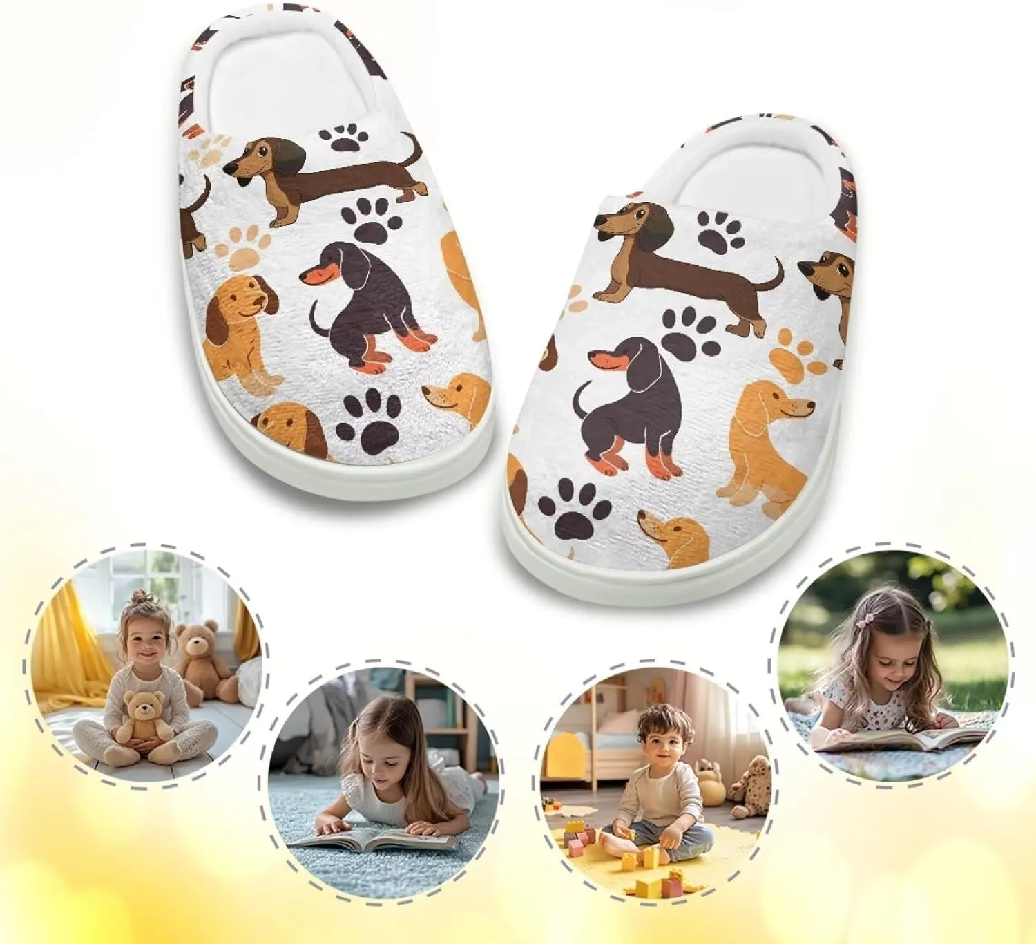 Soft Cozy Slippers for Girls Comfort Warm Home Shoes Cute Animals Print House Slippers Non Slip Plush Slippers Washable for Indoor Outdoor US 9-15