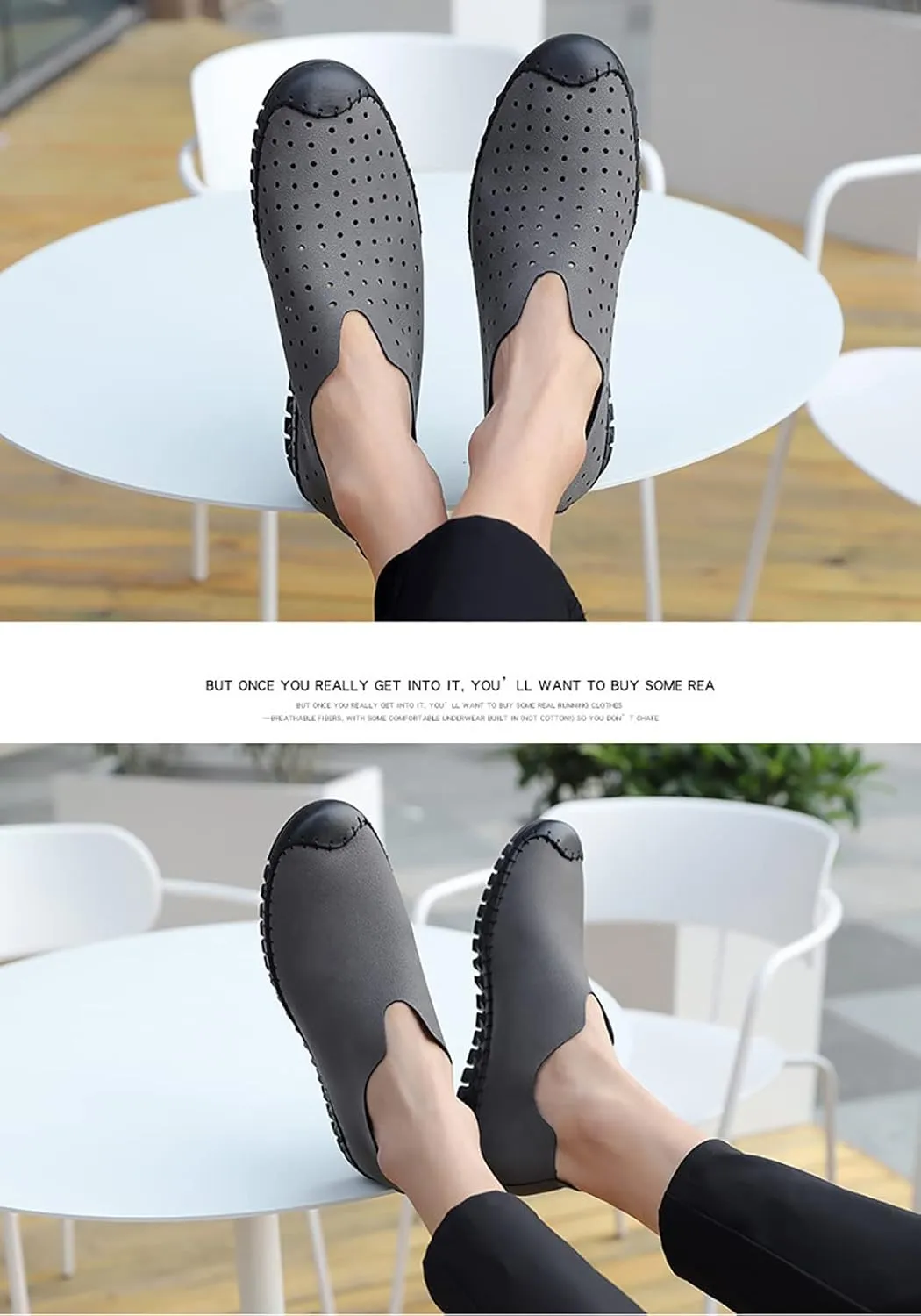 SOLPNOW Men's Hollowed Out Hand-Stitched Loafers,Slip On Breathable Comfortable Soft Bottom Non-Slip Waterproof Flat Casual Hiking Driving Shoes