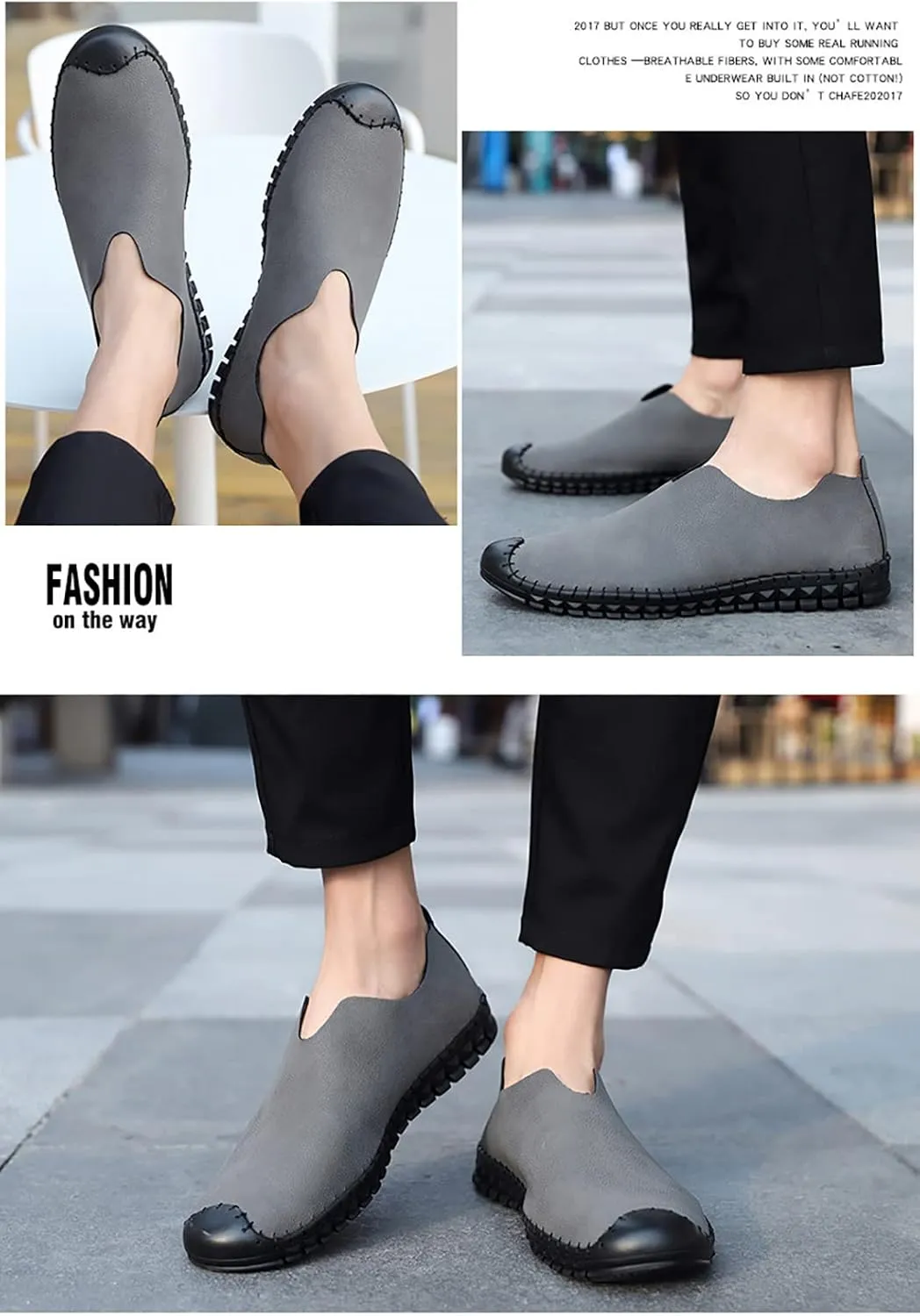 SOLPNOW Men's Hollowed Out Hand-Stitched Loafers,Slip On Breathable Comfortable Soft Bottom Non-Slip Waterproof Flat Casual Hiking Driving Shoes