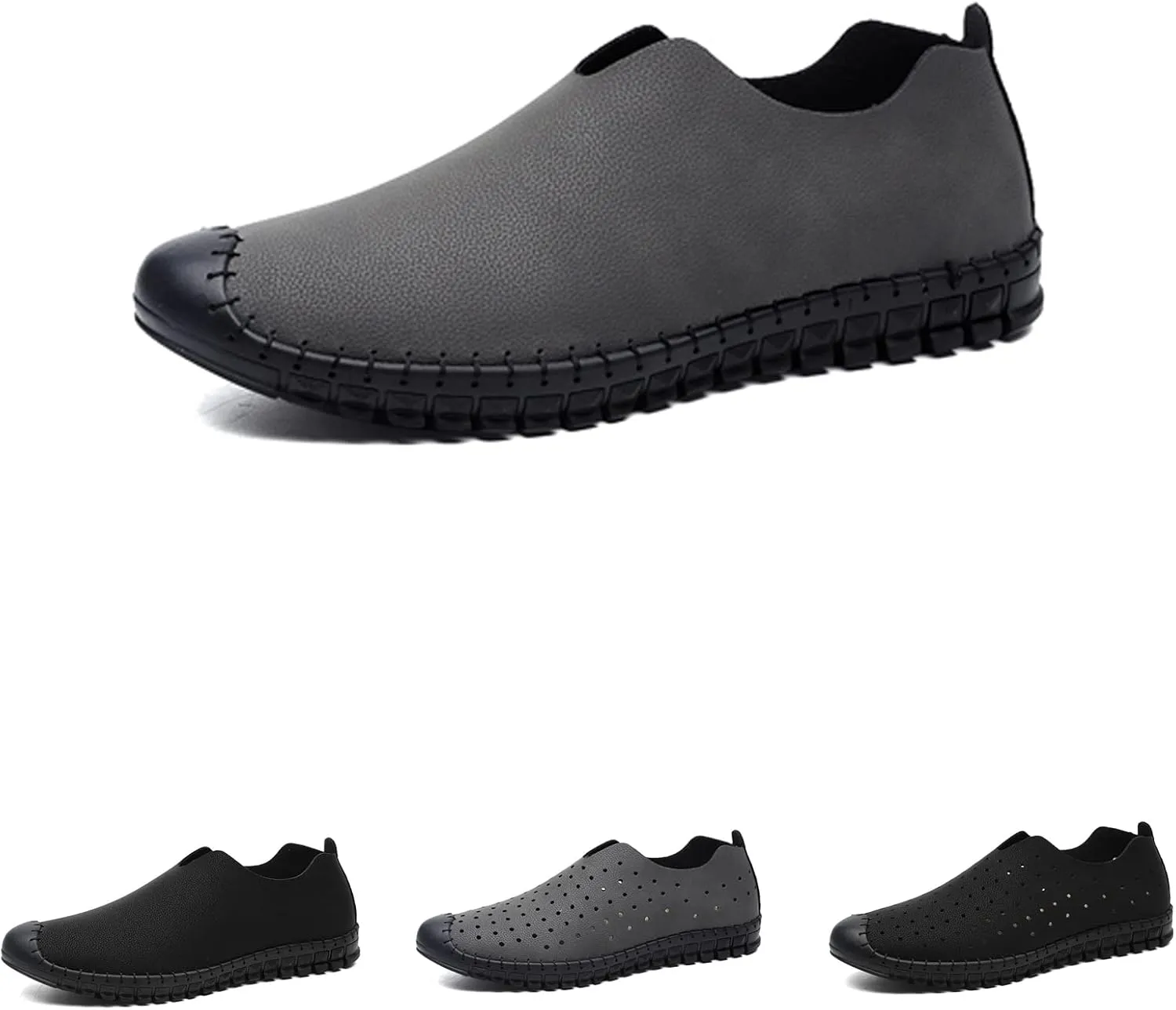 SOLPNOW Men's Hollowed Out Hand-Stitched Loafers,Slip On Breathable Comfortable Soft Bottom Non-Slip Waterproof Flat Casual Hiking Driving Shoes