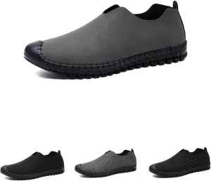 SOLPNOW Men's Hollowed Out Hand-Stitched Loafers,Slip On Breathable Comfortable Soft Bottom Non-Slip Waterproof Flat Casual Hiking Driving Shoes