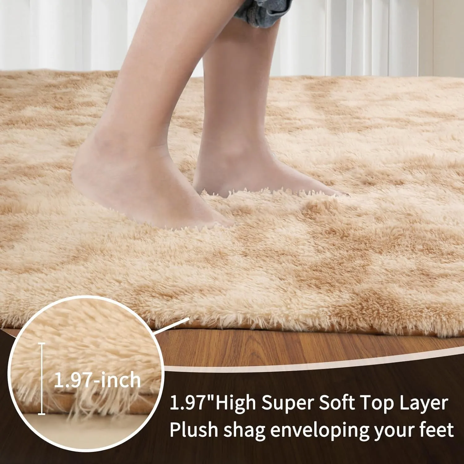 Sour Lemon 8x10 Area Rugs for Bedroom, Living Room Fluffy Rug, Large Area Rug Shag Shaggy Carpet Soft Plush Furry Bedside Rugs, Machine Washable Area Rugs for Kids Girls Boys Home Decor Anti Slip