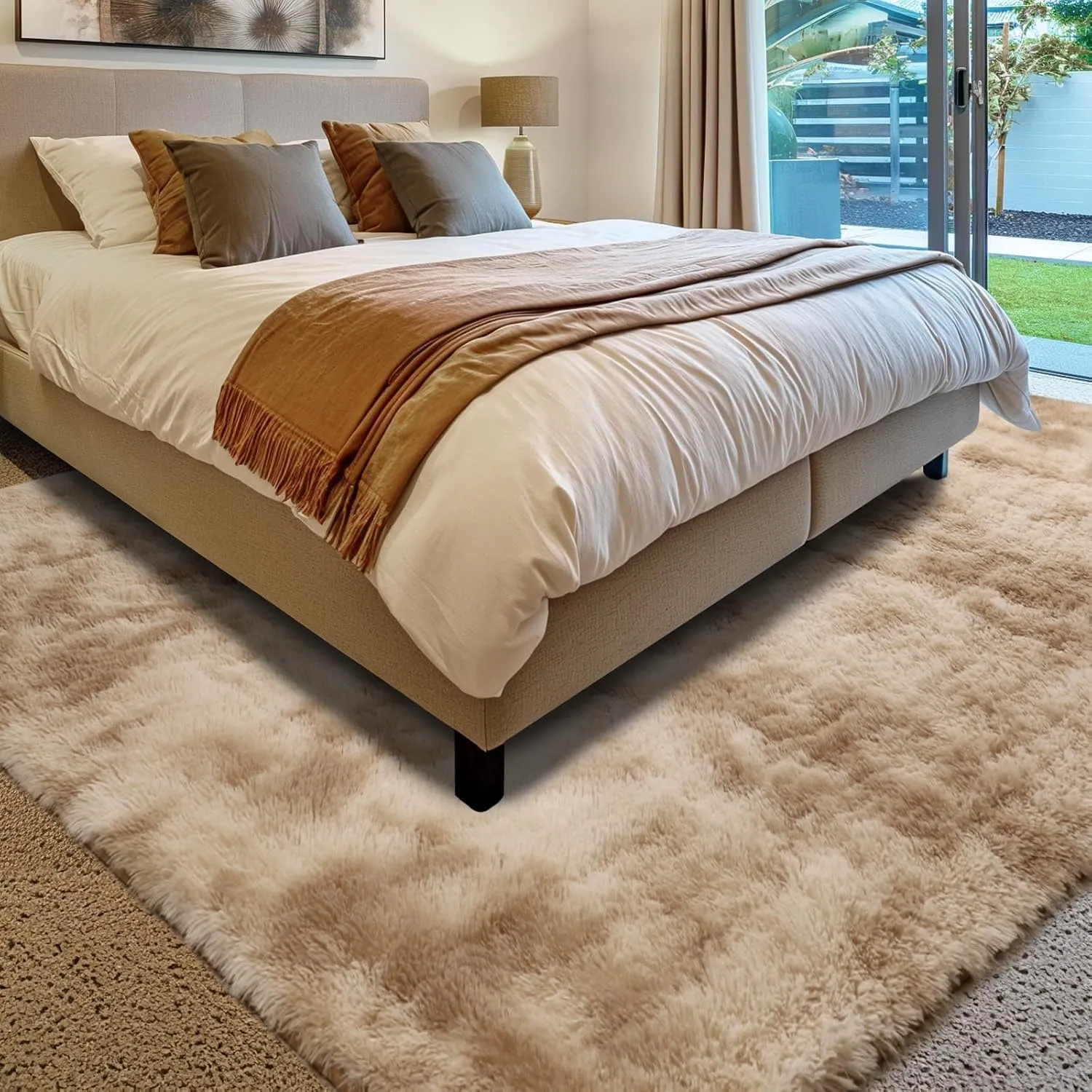 Sour Lemon 8x10 Area Rugs for Bedroom, Living Room Fluffy Rug, Large Area Rug Shag Shaggy Carpet Soft Plush Furry Bedside Rugs, Machine Washable Area Rugs for Kids Girls Boys Home Decor Anti Slip