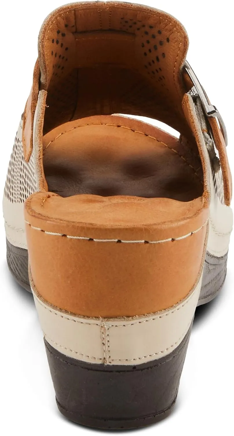 Spring Step MOMELLE Women's Perforated Leather Wedge Slide Sandals - Chic Style, Comfortable Elegance