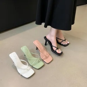 Square Toe High Heel Sandals