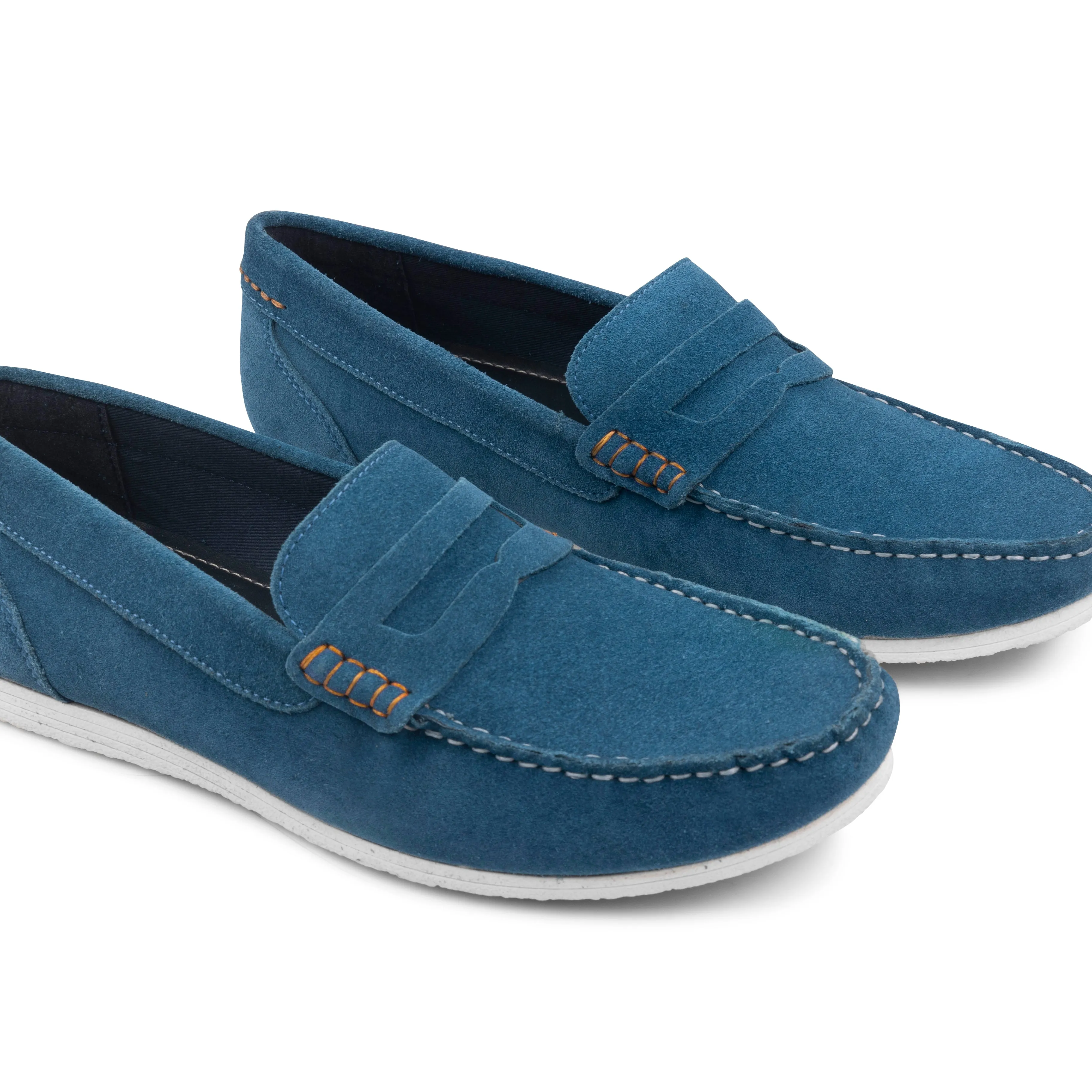 Stanhope Suede Leather Penny Loafers - Blue