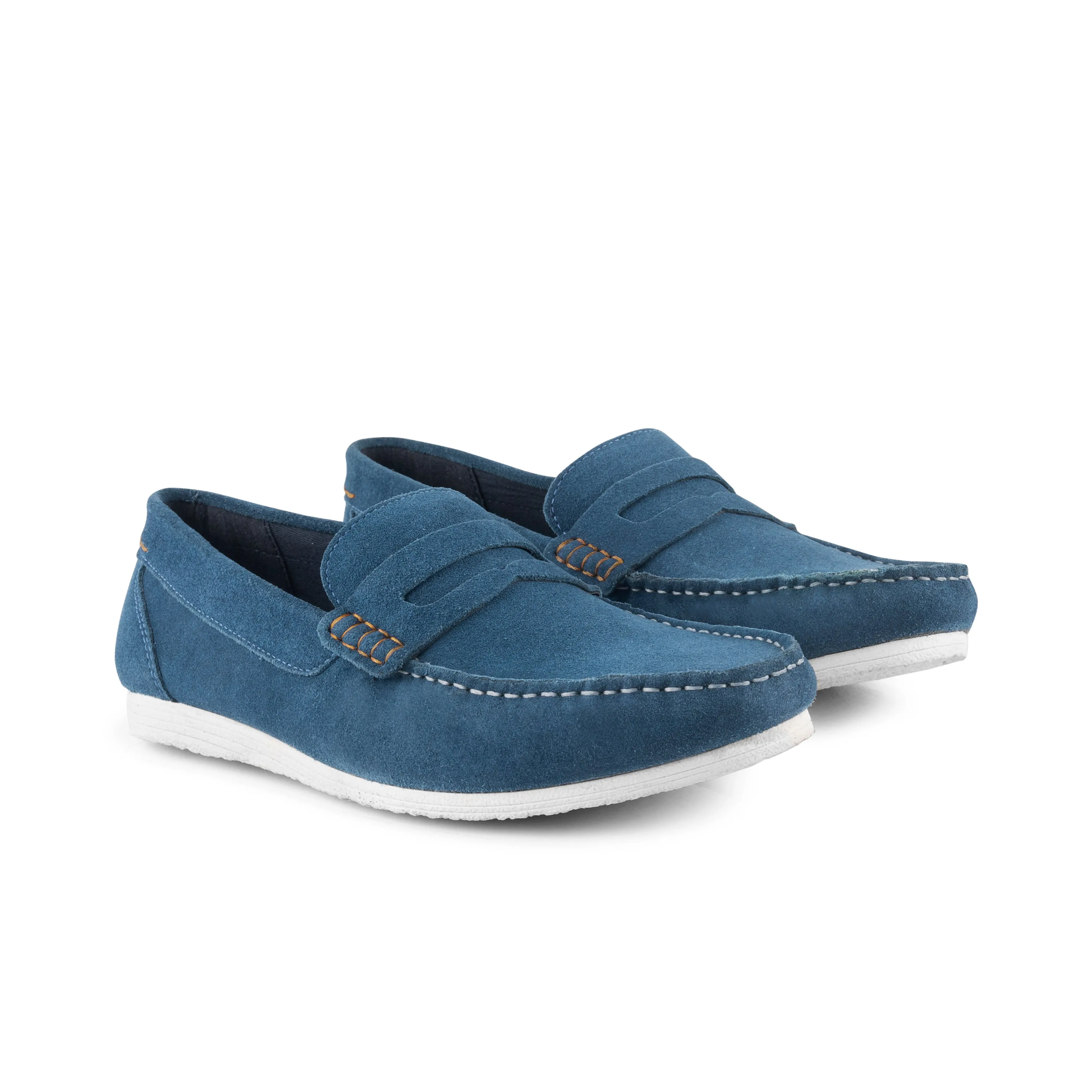 Stanhope Suede Leather Penny Loafers - Blue