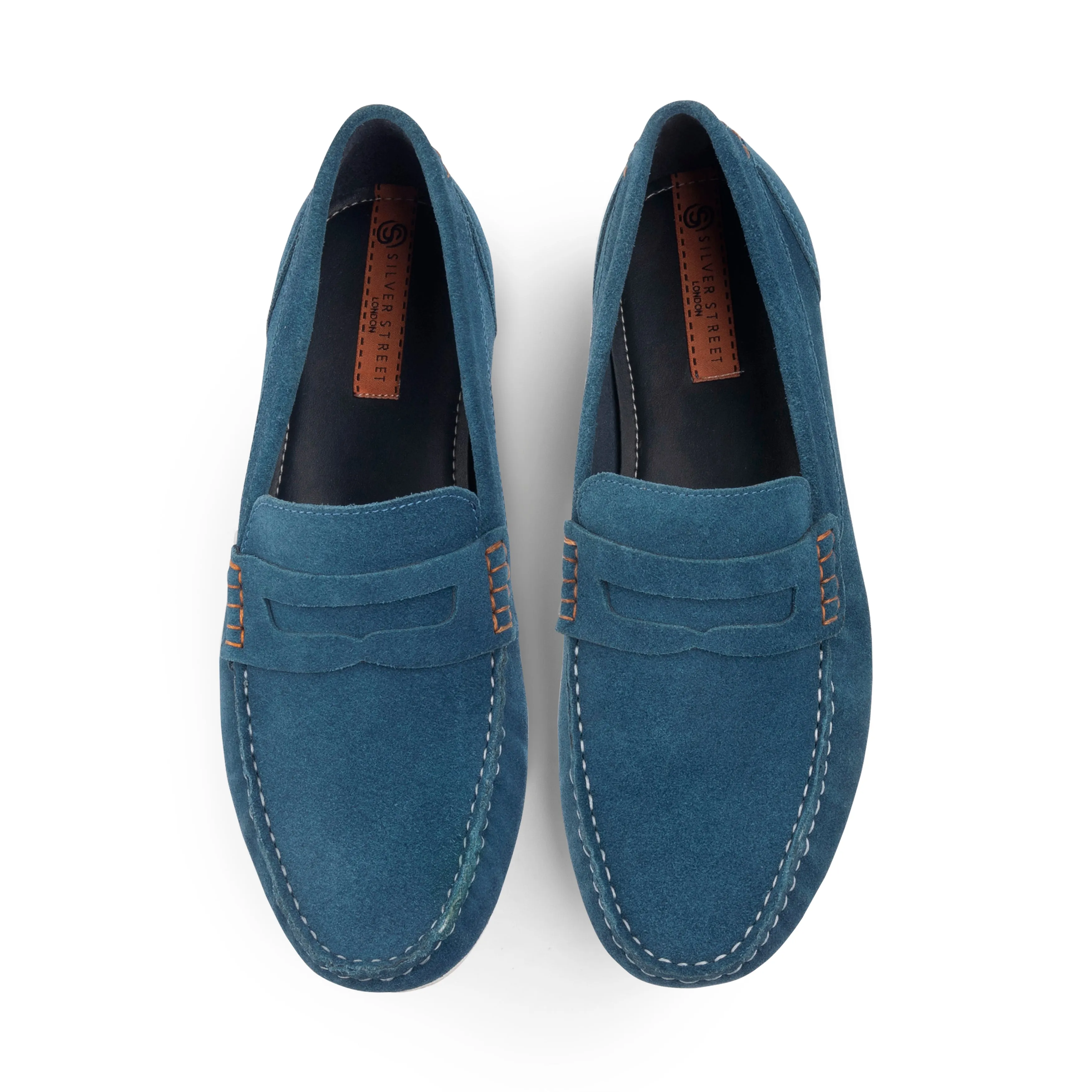 Stanhope Suede Leather Penny Loafers - Blue