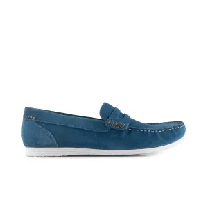 Stanhope Suede Leather Penny Loafers - Blue