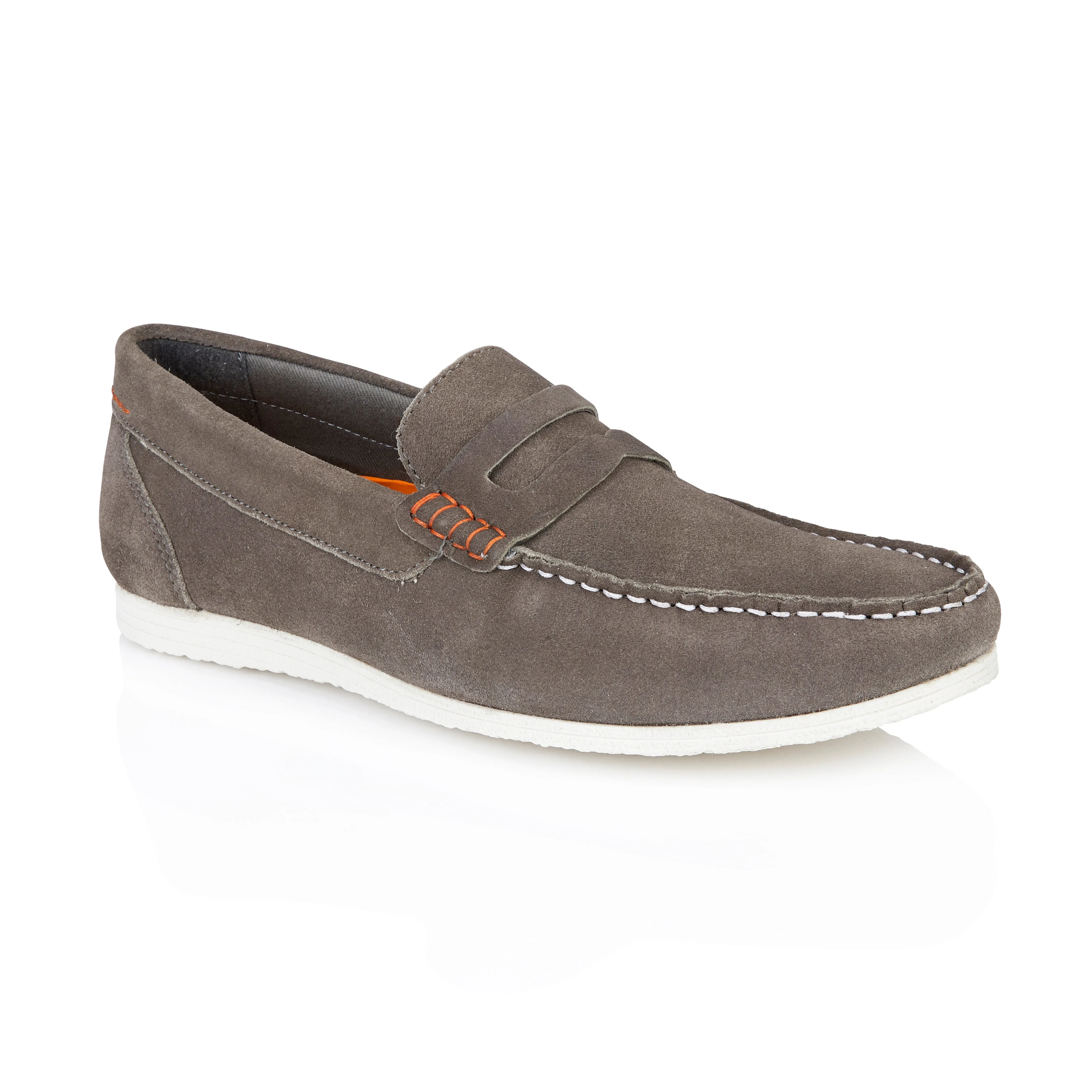 Stanhope Suede Leather Penny Loafers - Grey