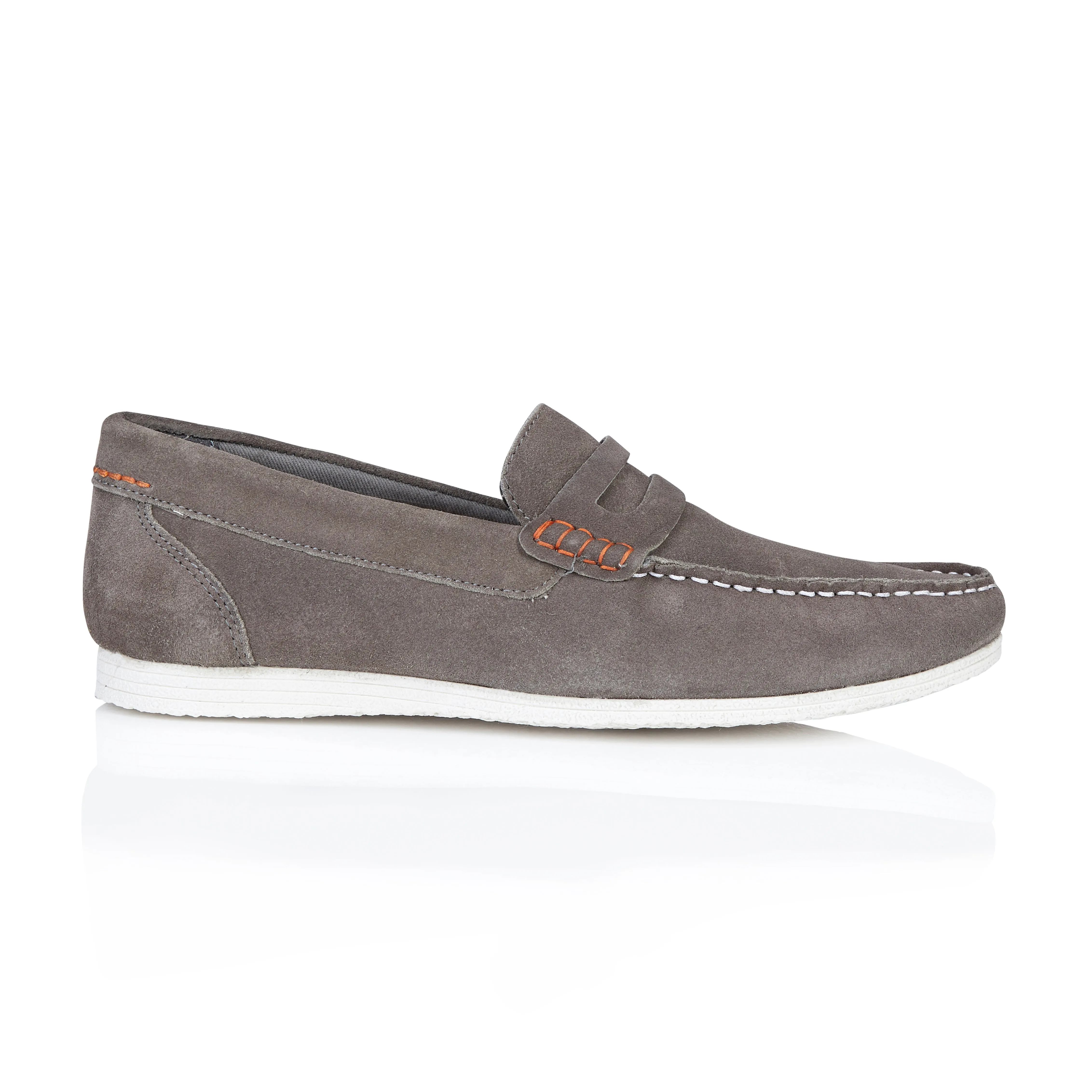 Stanhope Suede Leather Penny Loafers - Grey