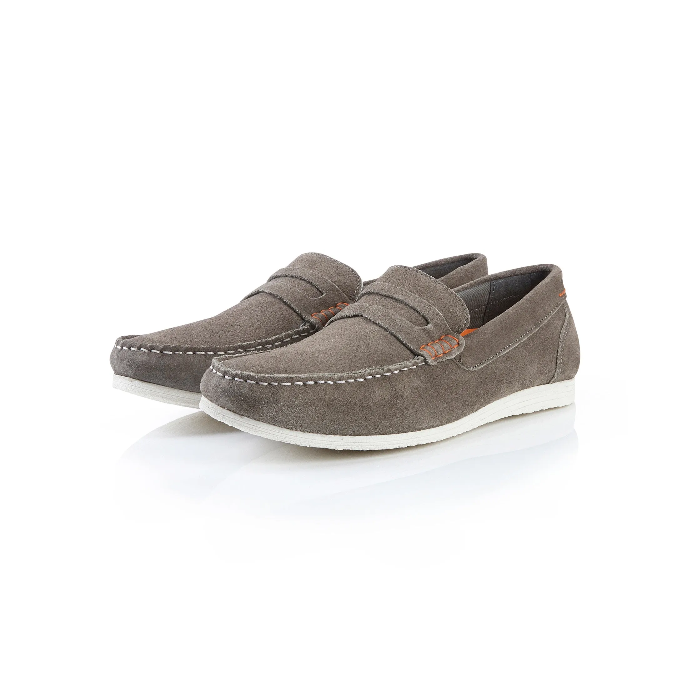 Stanhope Suede Leather Penny Loafers - Grey