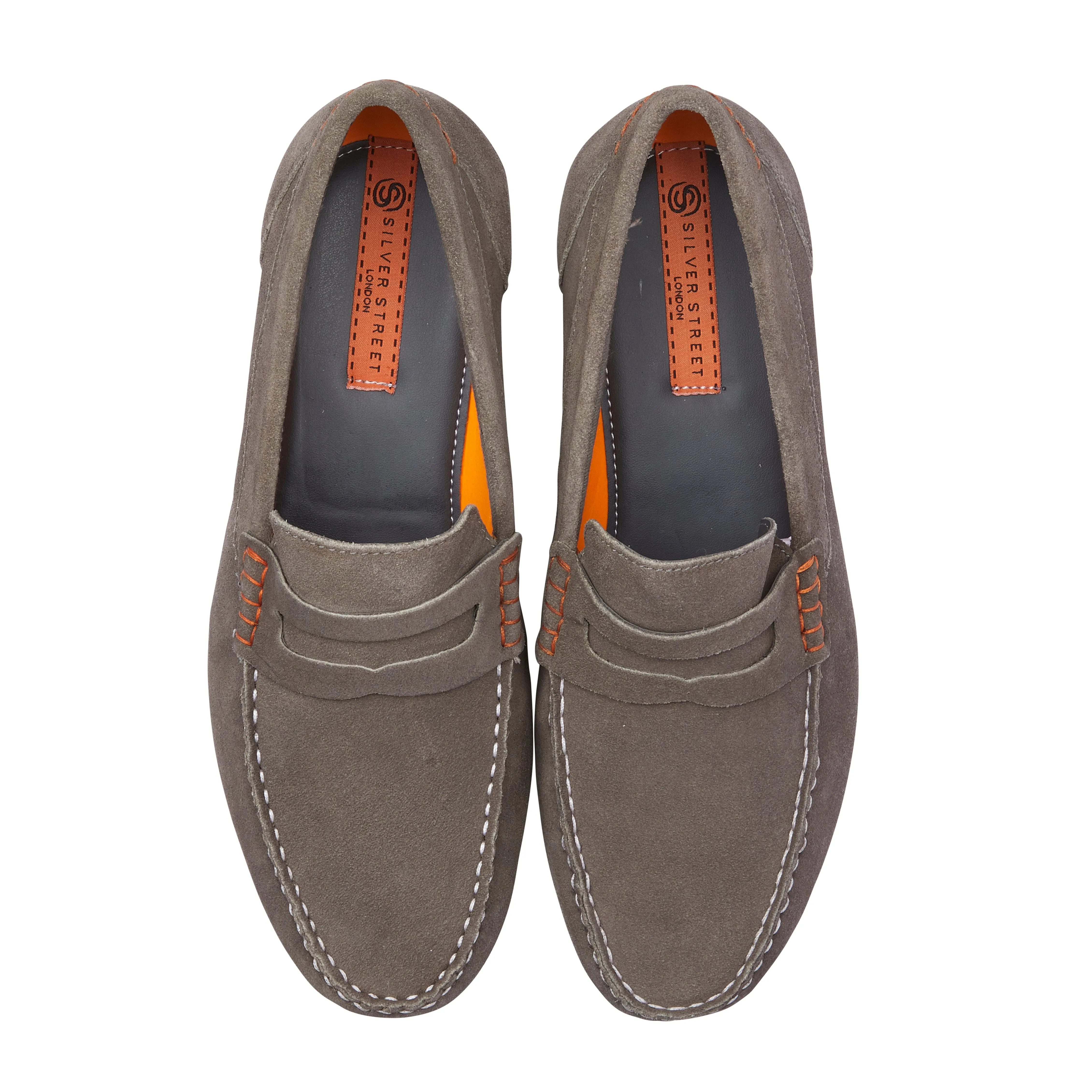 Stanhope Suede Leather Penny Loafers - Grey