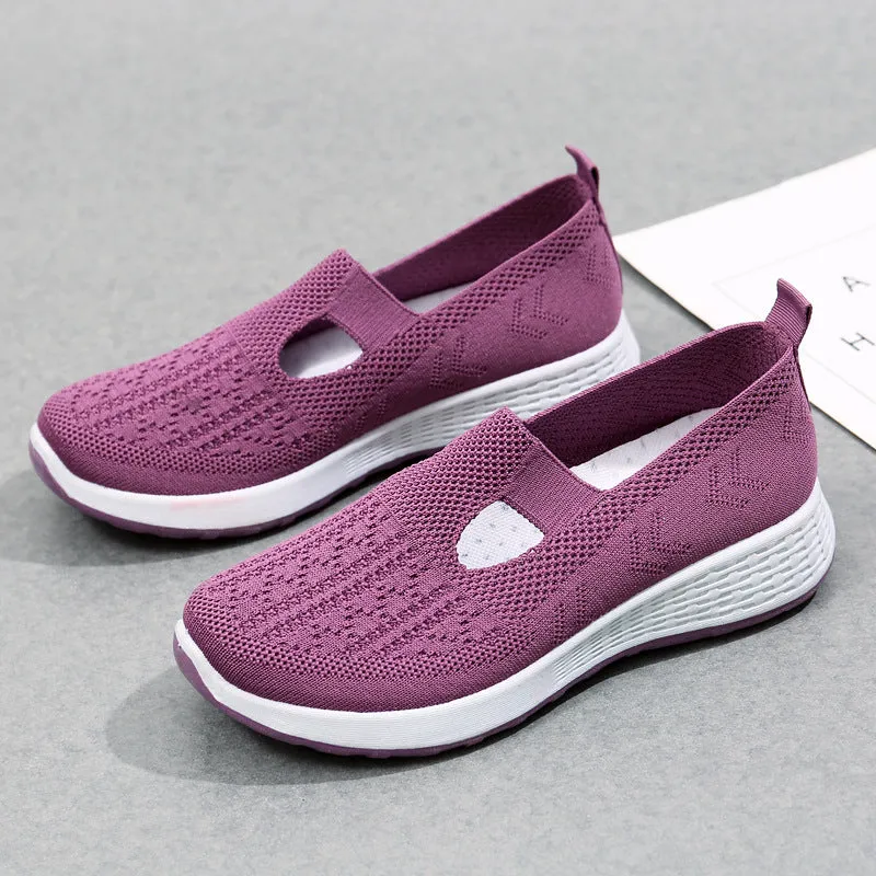 storexq Old Beijing Cloth Shoes Women's Low-Cut Mesh Breathable Mom Shoes Non-Slip Soft Bottom Slip-on Women's Shoes Middle-Aged and Elderly Casual Shoes