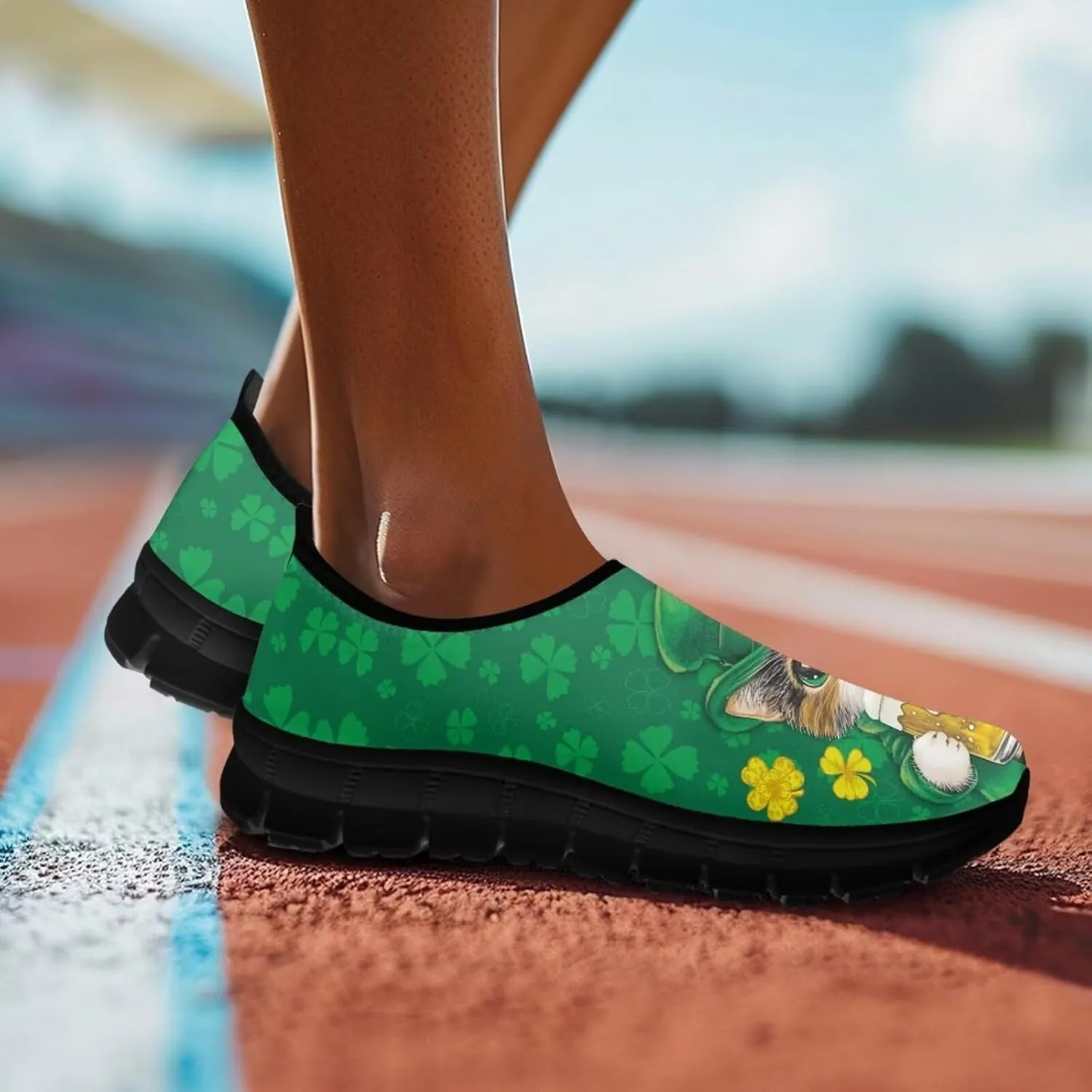 St.Patrick's Day Womens Loafer Flat Shoes Lightweight Classic Slip On Ladies Driving Sneakers - Green
