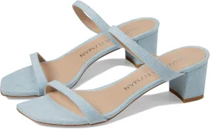 Stuart Weitzman Aleena 50 Block Slide Heels for Women - Leather Upper and Lining, Sleek Straps Design, and Rubber Outsole