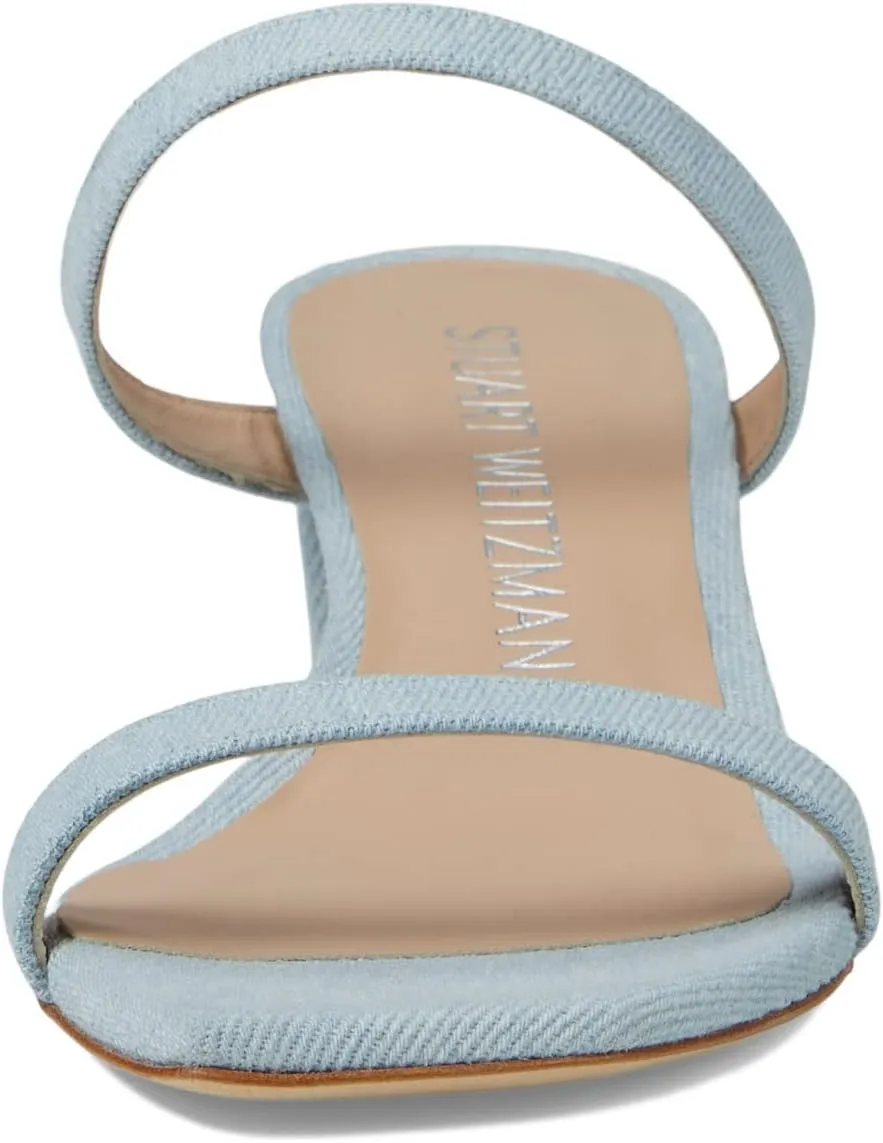 Stuart Weitzman Aleena 50 Block Slide Heels for Women - Leather Upper and Lining, Sleek Straps Design, and Rubber Outsole