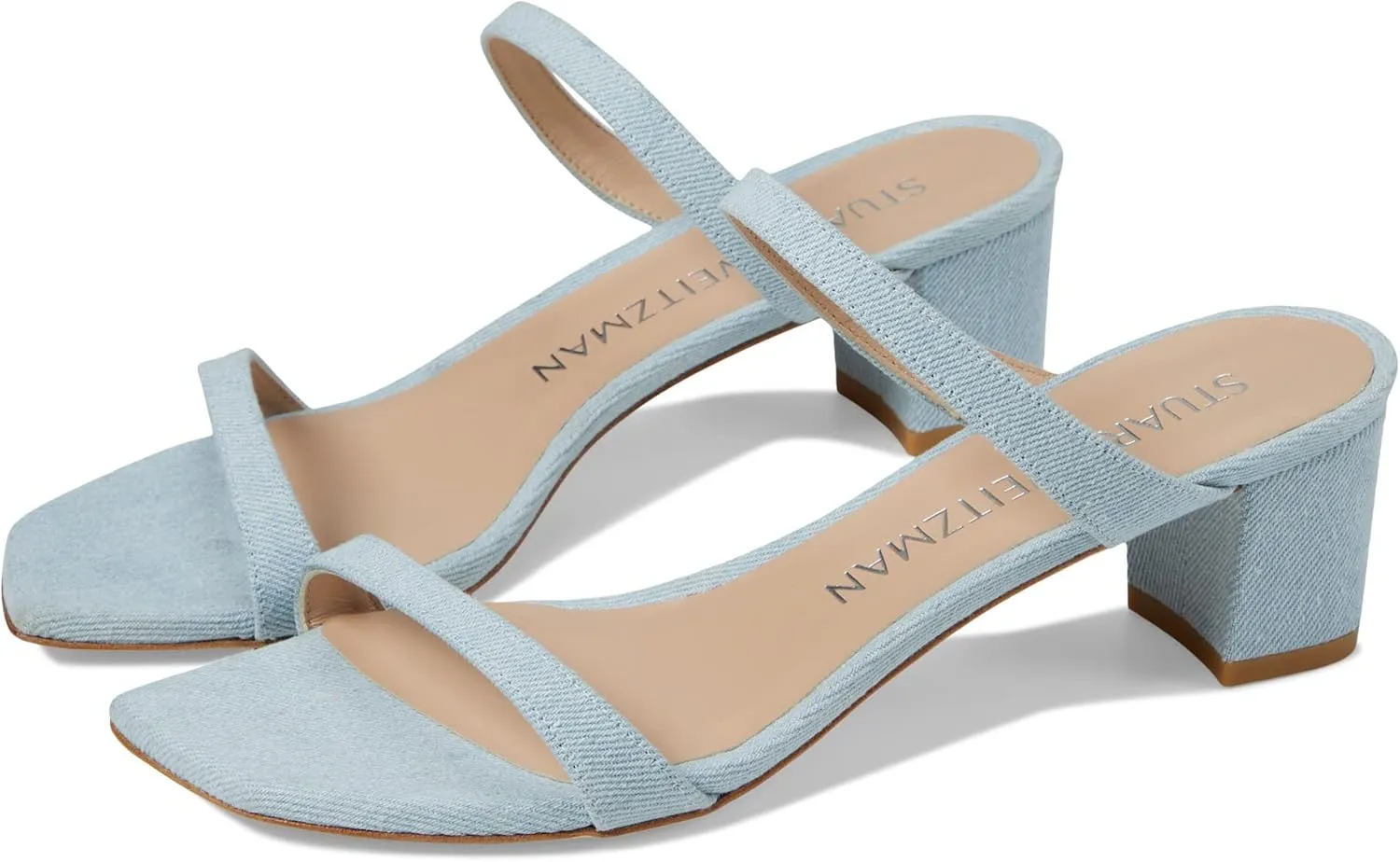 Stuart Weitzman Aleena 50 Block Slide Heels for Women - Leather Upper and Lining, Sleek Straps Design, and Rubber Outsole