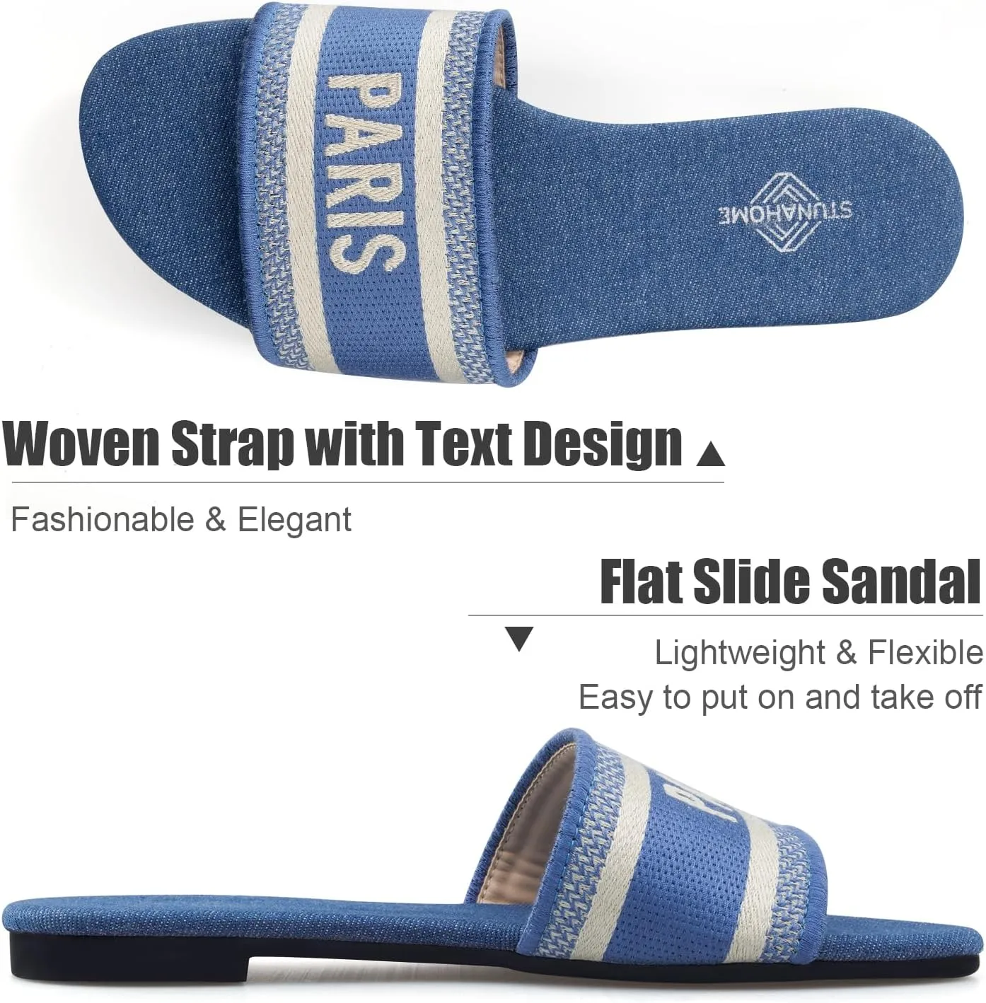 STUNAHOME Summer Flat Sandals for Women Fashion slide Sandals Womens