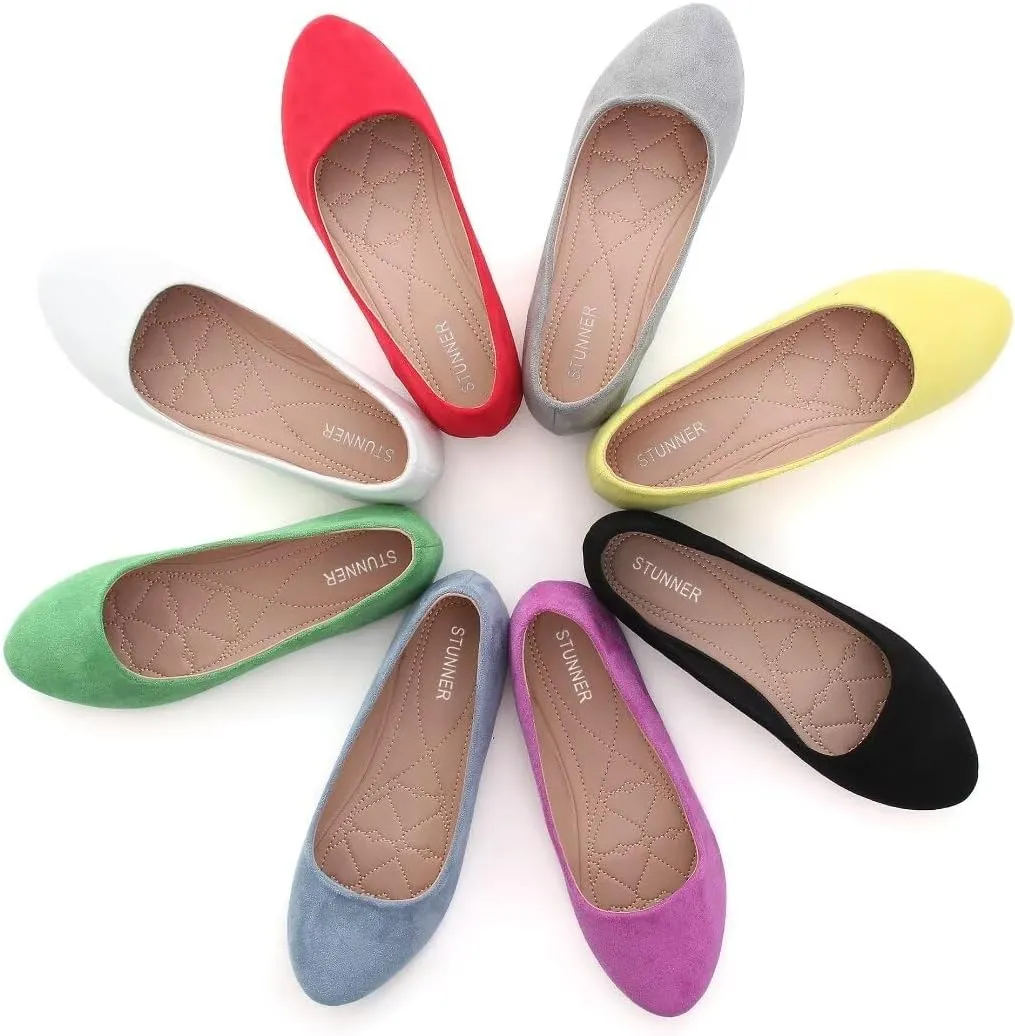 Stunner Women Cute Slip-On Ballet Shoes Soft Solid Classic Pointed Toe Flats