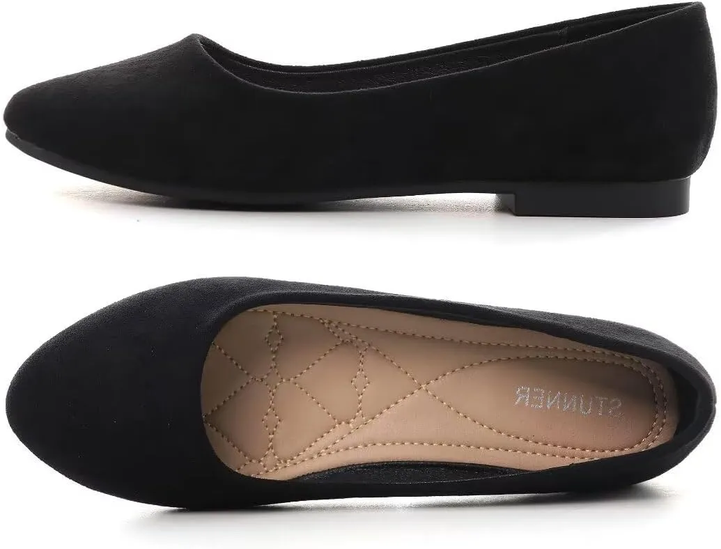 Stunner Women Cute Slip-On Ballet Shoes Soft Solid Classic Pointed Toe Flats