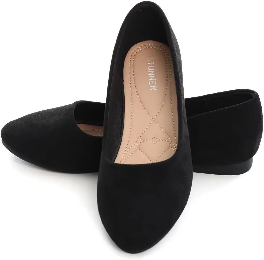 Stunner Women Cute Slip-On Ballet Shoes Soft Solid Classic Pointed Toe Flats