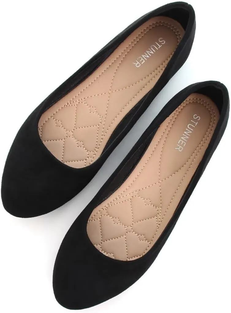 Stunner Women Cute Slip-On Ballet Shoes Soft Solid Classic Pointed Toe Flats