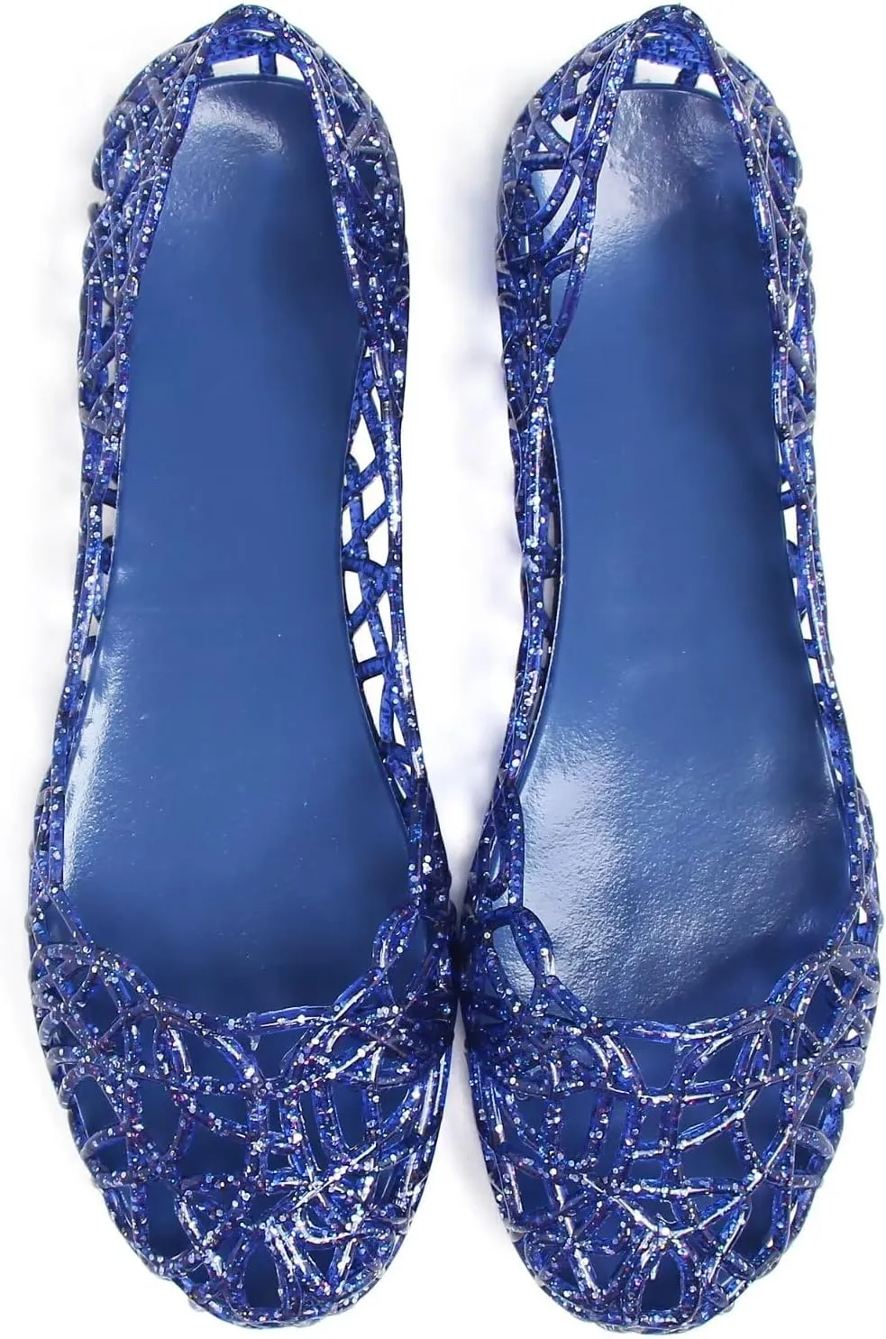 Stunner Women's Beach Jelly Shoes Slip On Crystal Summer Soft Hollow Ballet Flats