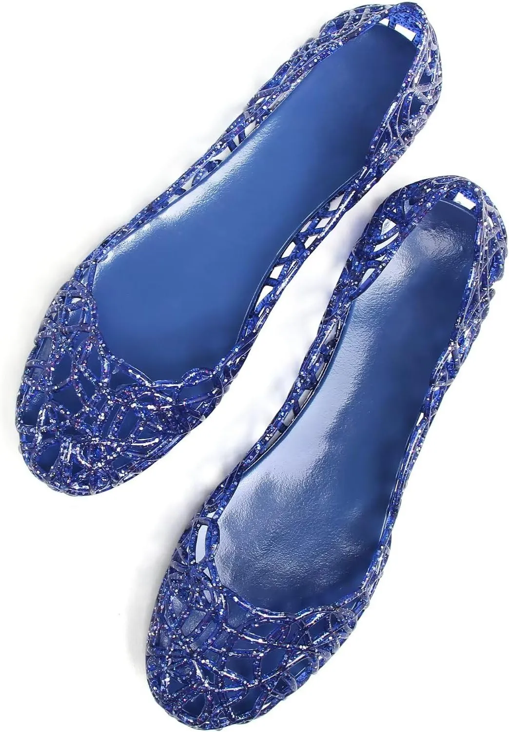 Stunner Women's Beach Jelly Shoes Slip On Crystal Summer Soft Hollow Ballet Flats
