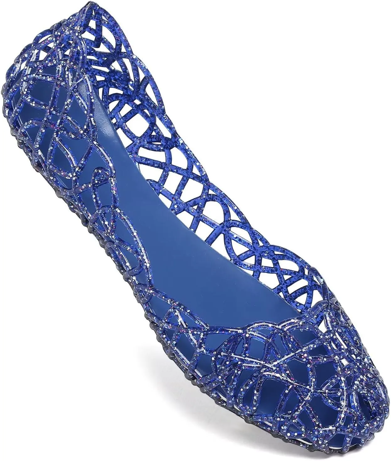 Stunner Women's Beach Jelly Shoes Slip On Crystal Summer Soft Hollow Ballet Flats