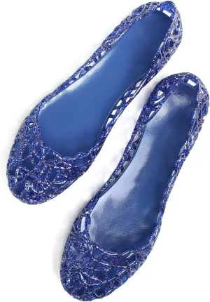 Stunner Women's Beach Jelly Shoes Slip On Crystal Summer Soft Hollow Ballet Flats