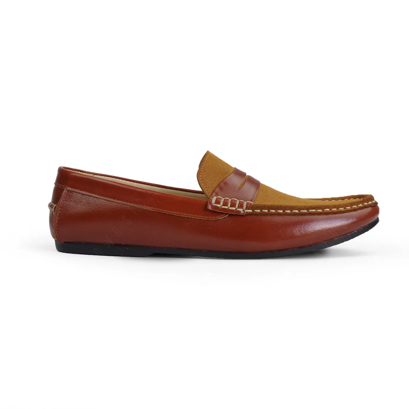 Suede Flip Leather Loafer Classic Light Brown