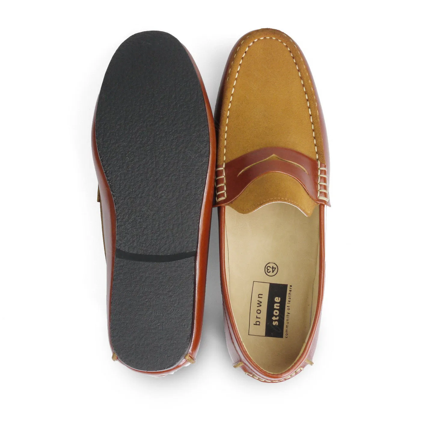 Suede Flip Leather Loafer Classic Light Brown