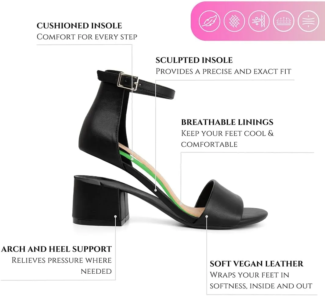 Sugar Women's Block Heel Sandals – Open Toe, Ankle Strap, Comfortable Dress Shoes for Weddings & Casual Wear