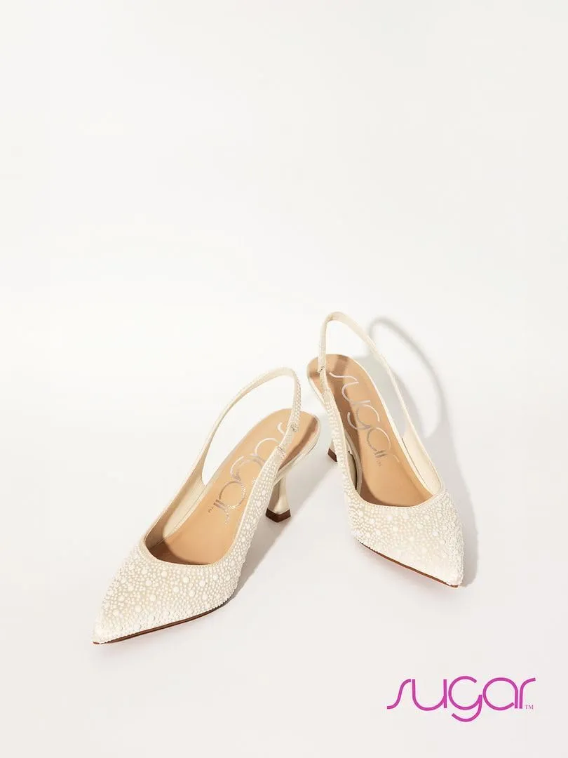 Sugar Women’s Rhinestone Slingback Heels – Sparkly Pointed Toe Stiletto Pumps for Wedding, Party, Evening & Formal Dress Shoes
