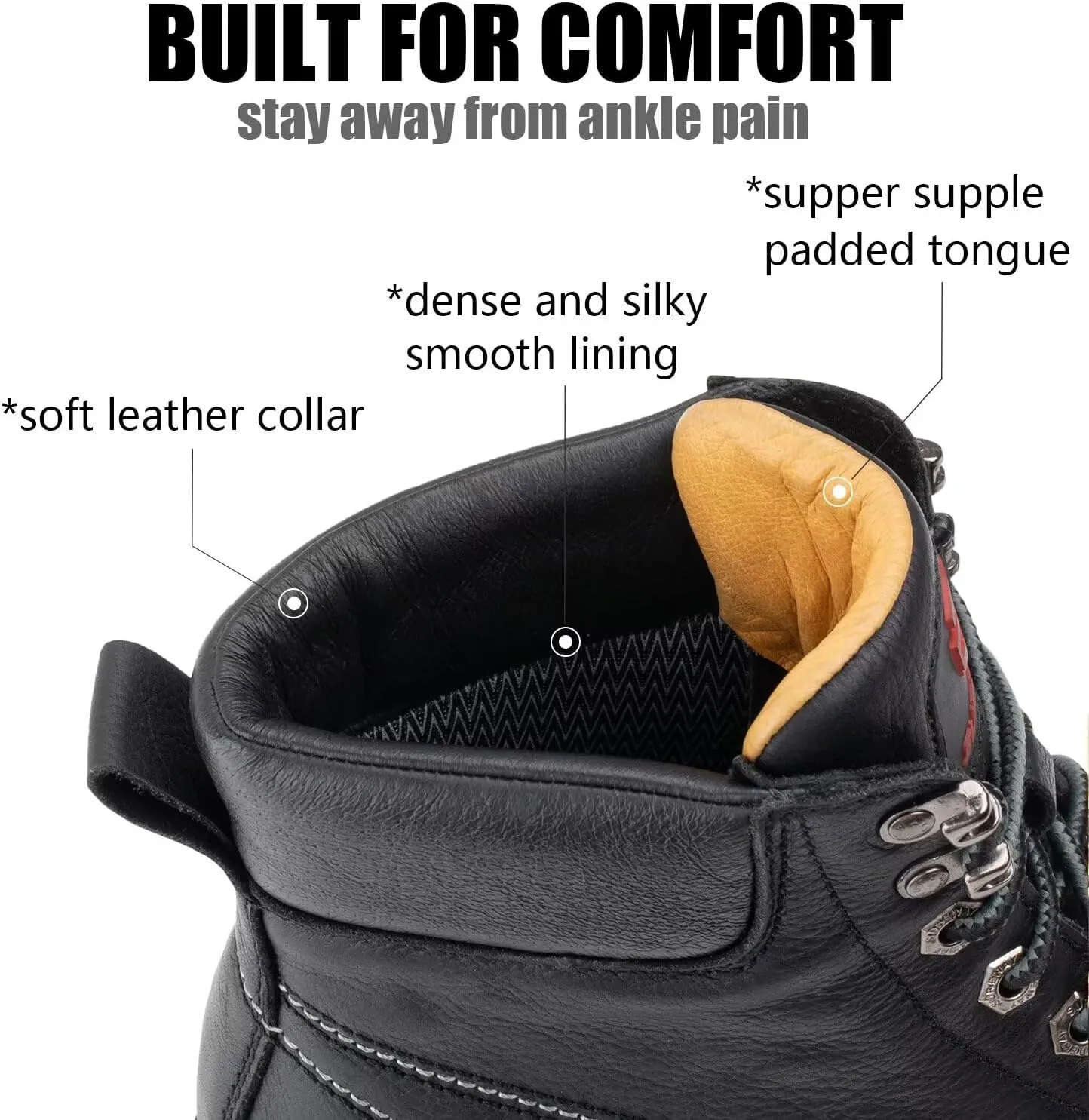 SUREWAY 6” Mens Heavy Duty Steel/Composite/Soft Toe Work Boots for Men,Comfortable & Durable,Goodyear Welt,Full Grain Leather,Oil/Slip Resistant,Wedge Moc Toe Industrial Construction Boots/Shoes