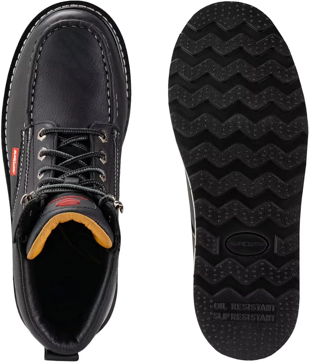 SUREWAY 6” Mens Heavy Duty Steel/Composite/Soft Toe Work Boots for Men,Comfortable & Durable,Goodyear Welt,Full Grain Leather,Oil/Slip Resistant,Wedge Moc Toe Industrial Construction Boots/Shoes