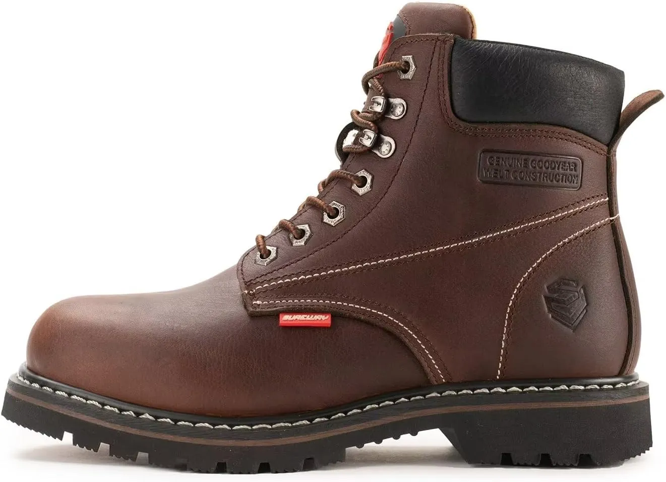 SUREWAY 6” Mens Soft Toe Work Boots for Men,Goodyear Welt,Extremely Comfortable Durable Proved,Superior Oil/Slip Resistant,Thicker Full Grain Leather,EH Safety Industrial Construction Boots