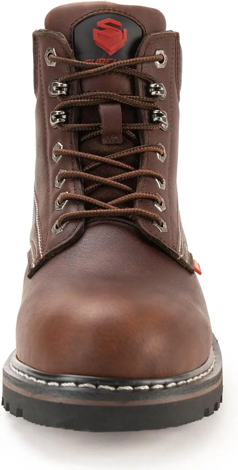 SUREWAY 6” Mens Soft Toe Work Boots for Men,Goodyear Welt,Extremely Comfortable Durable Proved,Superior Oil/Slip Resistant,Thicker Full Grain Leather,EH Safety Industrial Construction Boots